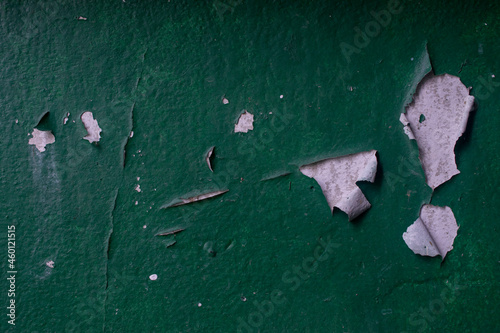 Old green cement wall surface, peeling paint2 photo