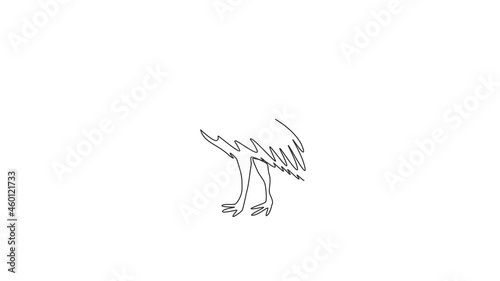 Animation of one single line drawing of beauty cassowary for company logo. Endangered bird mascot concept for national conservation icon. Continuous line self draw animated. Full length motion. photo