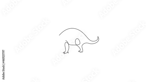 Animated self drawing of single continuous line draw adorable aardvark for company logo identity. Afrotheres mammals mascot concept for national park icon. Full length one line animation illustration. photo