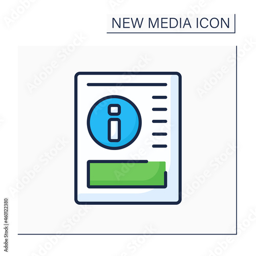 Gazette color icon. Article on paper. Political, cultural info. Information space. Important news. New media concept. Isolated vector illustration
