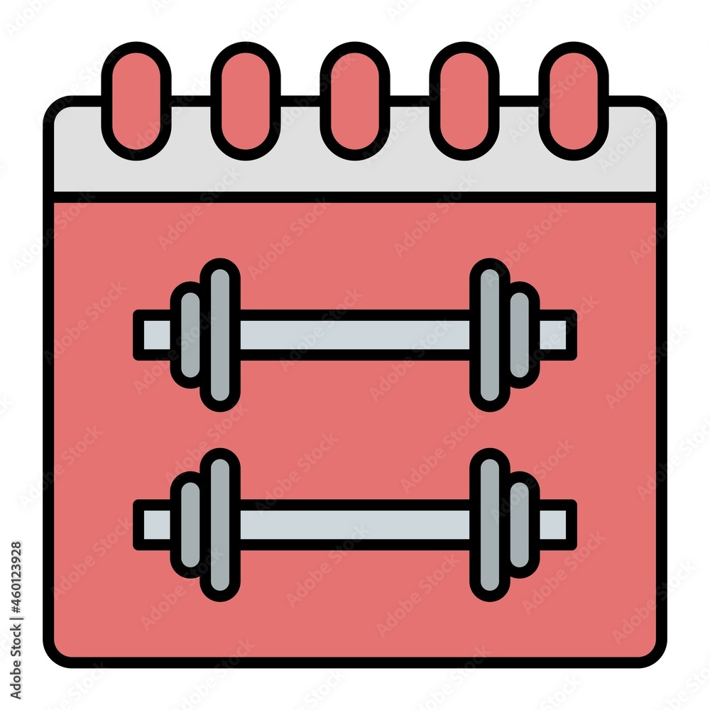 Vector Gym Calender Filled Outline Icon Design Vector Gym Calender Filled Outline Icon Design