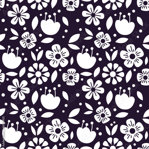 single color seamless pattern of beautiful flower vector background