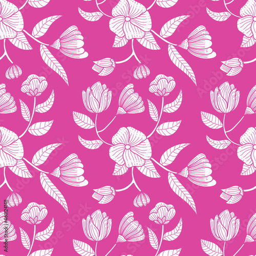 single color vintage beautifull flower seamless pattern background vector