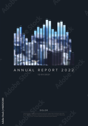 Light annual report front cover page template with photo graph