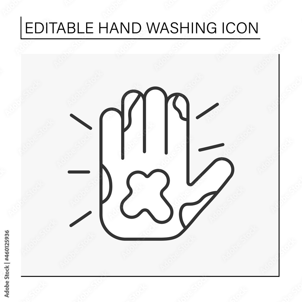 Dirty hand line icon. Stop sign. Gesture. Sanitary and care. Hygiena concept. Isolated vector illustration. Editable stroke Dirty hand line icon. Stop sign. Gesture. Sanitary and care. Hygiena concept. Isolated vector illustration. Editable stroke
