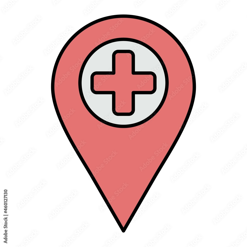 Vector Hospital Location Filled Outline Icon Design Vector Hospital Location Filled Outline Icon Design
