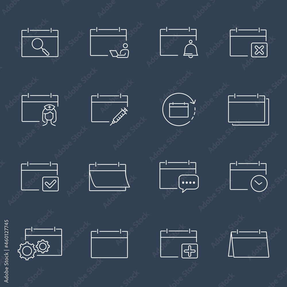 Calendar icons set. Calendar pack symbol vector elements for infographic web