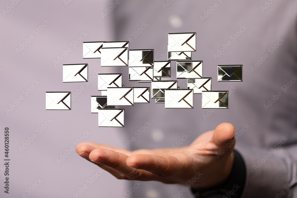 Approved email and spam message displayed on a futuristic interface Approved email and spam message displayed on a futuristic interface