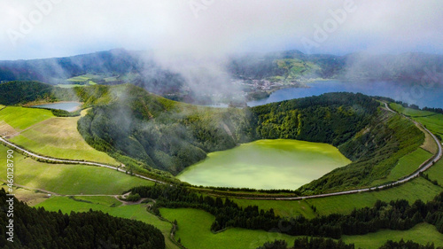 Sao Miguel, pictures of volcanic lakes, wild tropical forest, lots of greenery