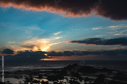 Photo of a sunset over the Atlantic Ocean, Azores Islands