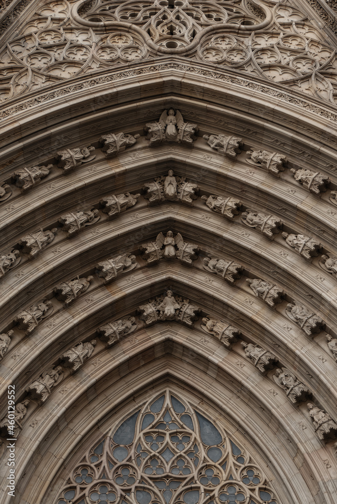 Decorative elements on the facade of the Catholic Cathedral