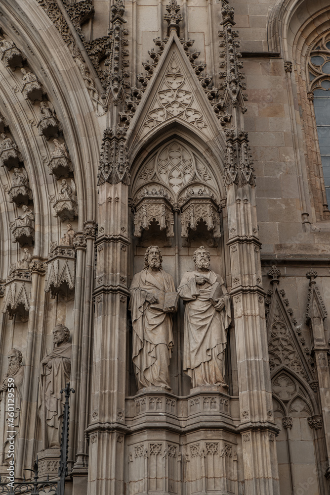 Decorative elements on the facade of the Catholic Cathedral