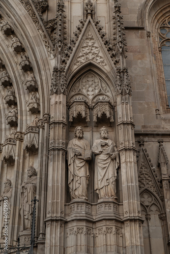 Decorative elements on the facade of the Catholic Cathedral