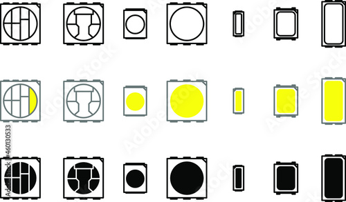 Led chip icon, diod icon, vector photo