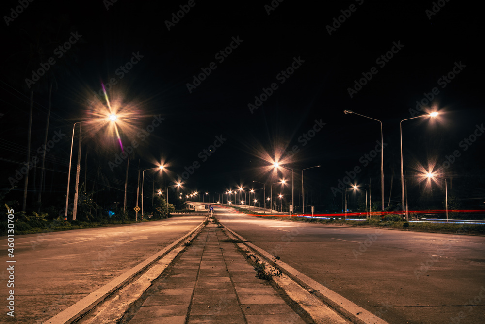 railroad at night