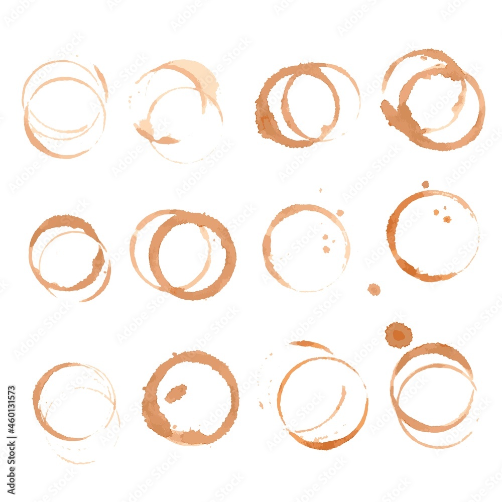 brown coffee stains on a white background brown coffee stains on a white background