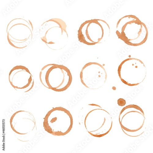 brown coffee stains on a white background