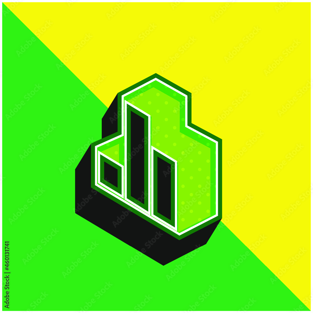 Fototapeta premium 3D Bars Graphic Green and yellow modern 3d vector icon logo