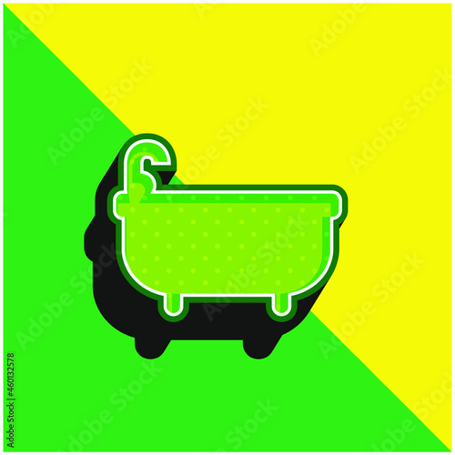 Bathtube Green and yellow modern 3d vector icon logo