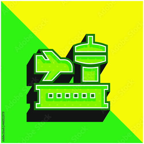 Airport Green and yellow modern 3d vector icon logo