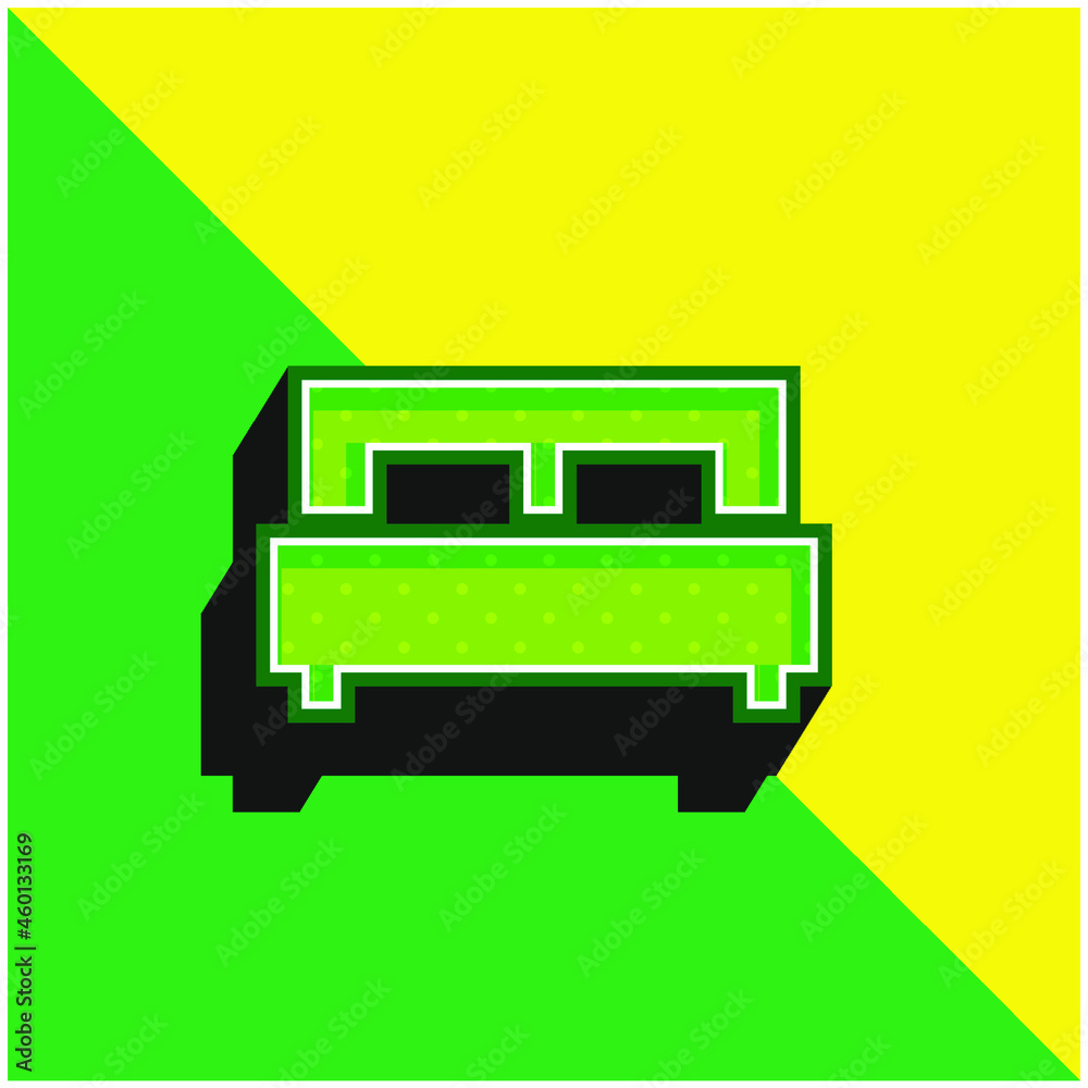 Bed Green and yellow modern 3d vector icon logo