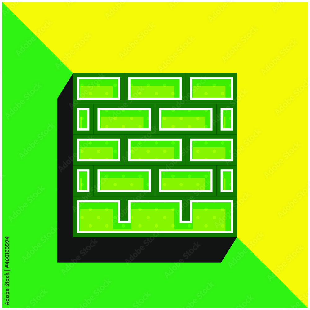 Brickwall Green and yellow modern 3d vector icon logo