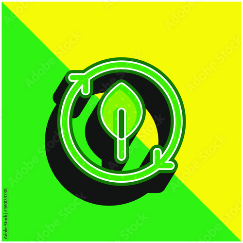 Bio Green and yellow modern 3d vector icon logo