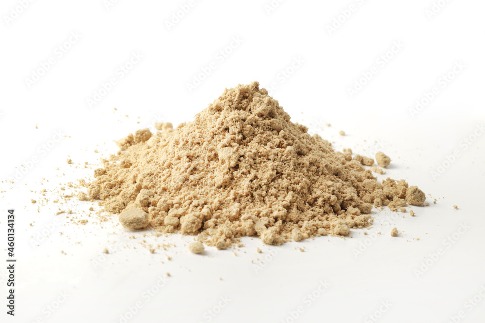 Dry ginger in bowl isolated on white background Dry ginger in bowl isolated on white background
