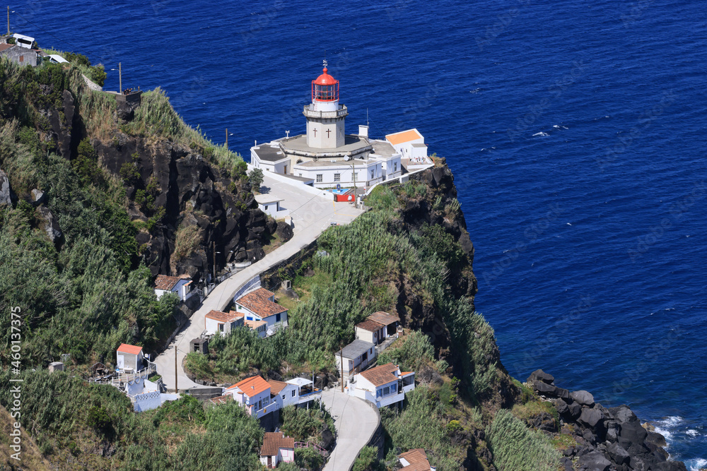 The Arnel lighthouse, Sao Miguel island, Azores The Arnel lighthouse, Sao Miguel island, Azores