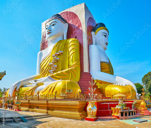 Explore the Buddha statues of Kyaik Pun Pagoda, Bago, Myanmar photo