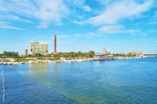 The tourist port of Gezira Island, Cairo, Egypt photo