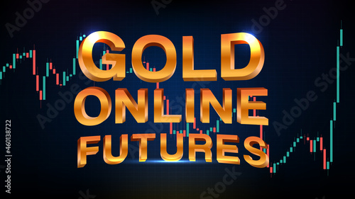 abstract futuristic technology background of gold online futures and market graph volume indicator