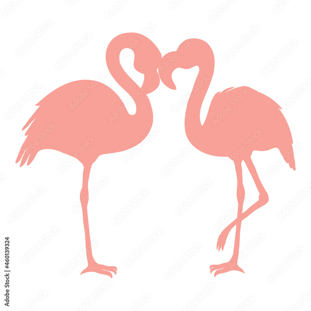 Fototapeta premium Vector image of a silhouette of a flamingo bird standing on one leg