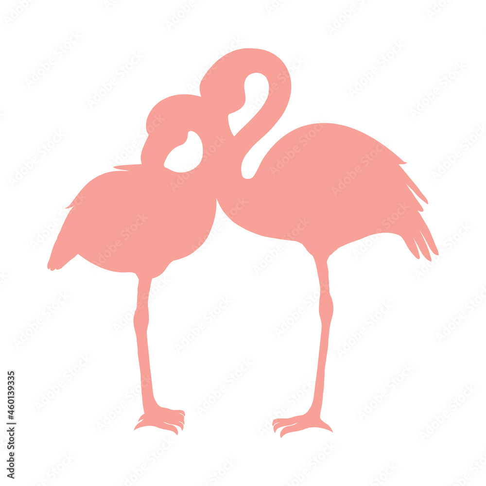 Obraz premium Vector image of a silhouette of a flamingo bird standing on one leg
