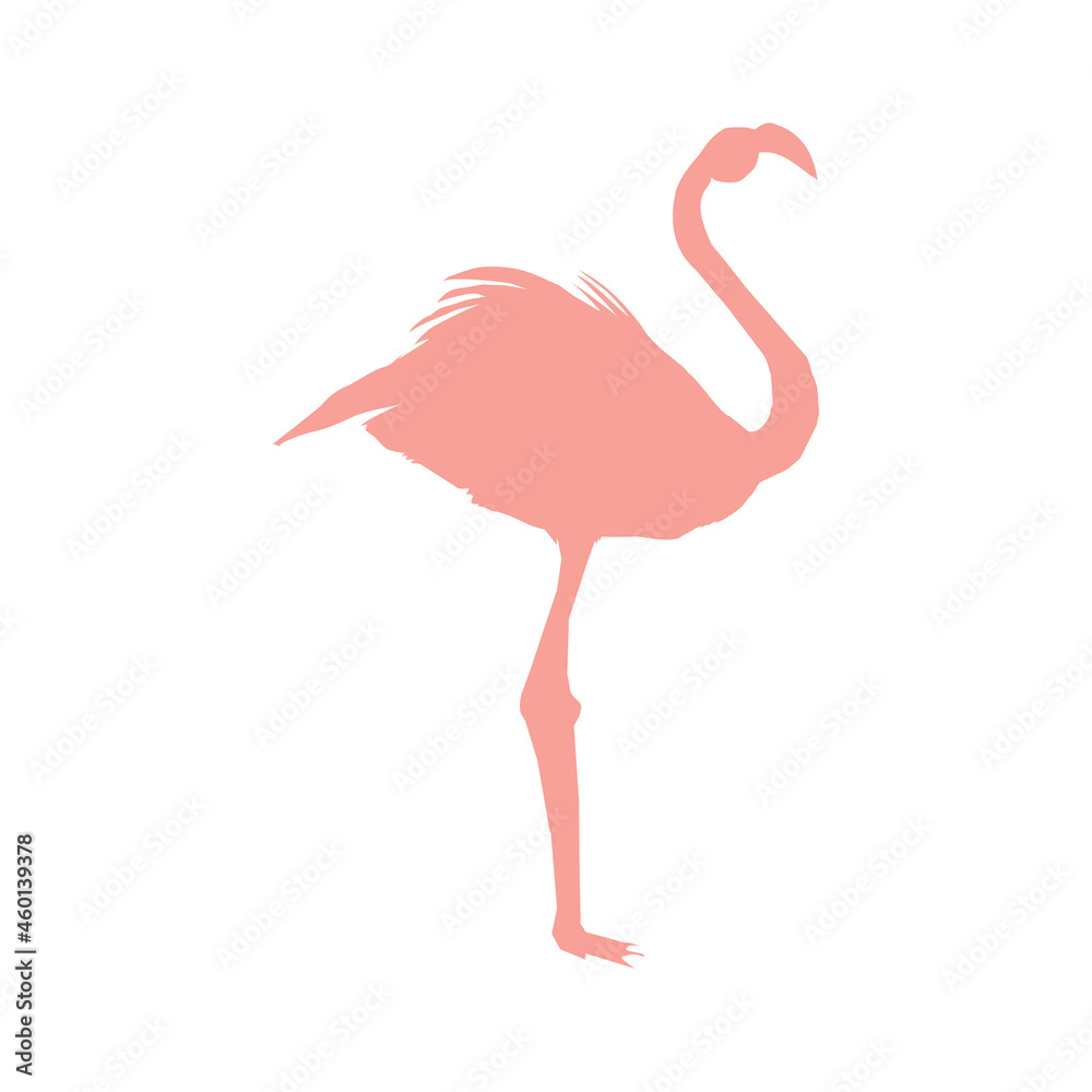 Naklejka premium Vector image of a silhouette of a flamingo bird standing on one leg