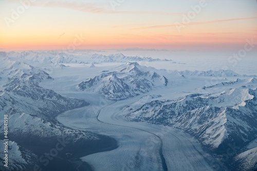 Sunrise over the Knik glacier, east of Anchorage