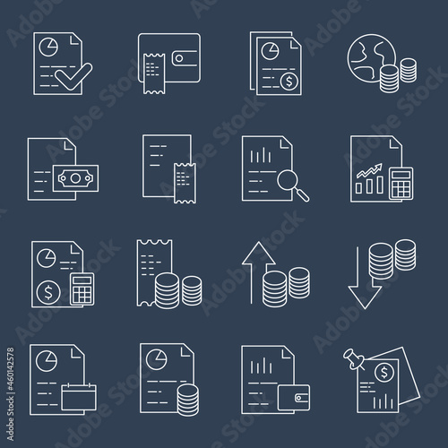 Financial Report icons set. Financial Report pack symbol vector elements for infographic web
