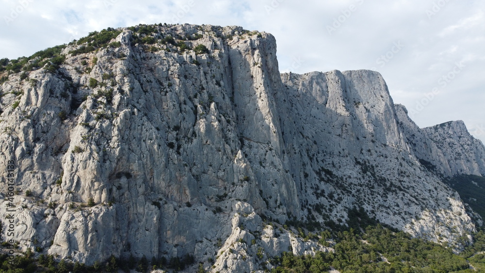 View of the mountain range in Crimea near Shaitan Merdven