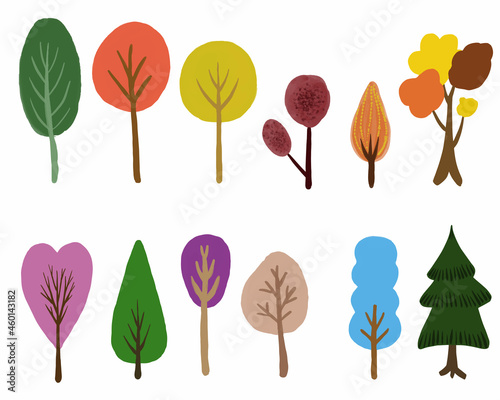 cute colorfull trees collection