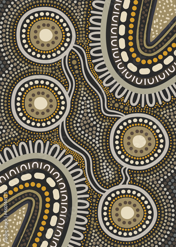 Aboriginal dot design green connection concept artwork