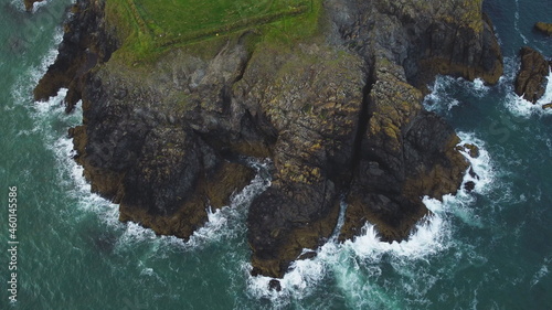 Aerial cenital view of the beautiful coast at Waterford, Ireland