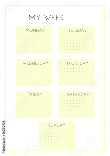 minimalist planner, one week mothly planner, and writing sheets vector,printable to do list. Business organizer page. Paper sheet. Realistic vector illustration.
