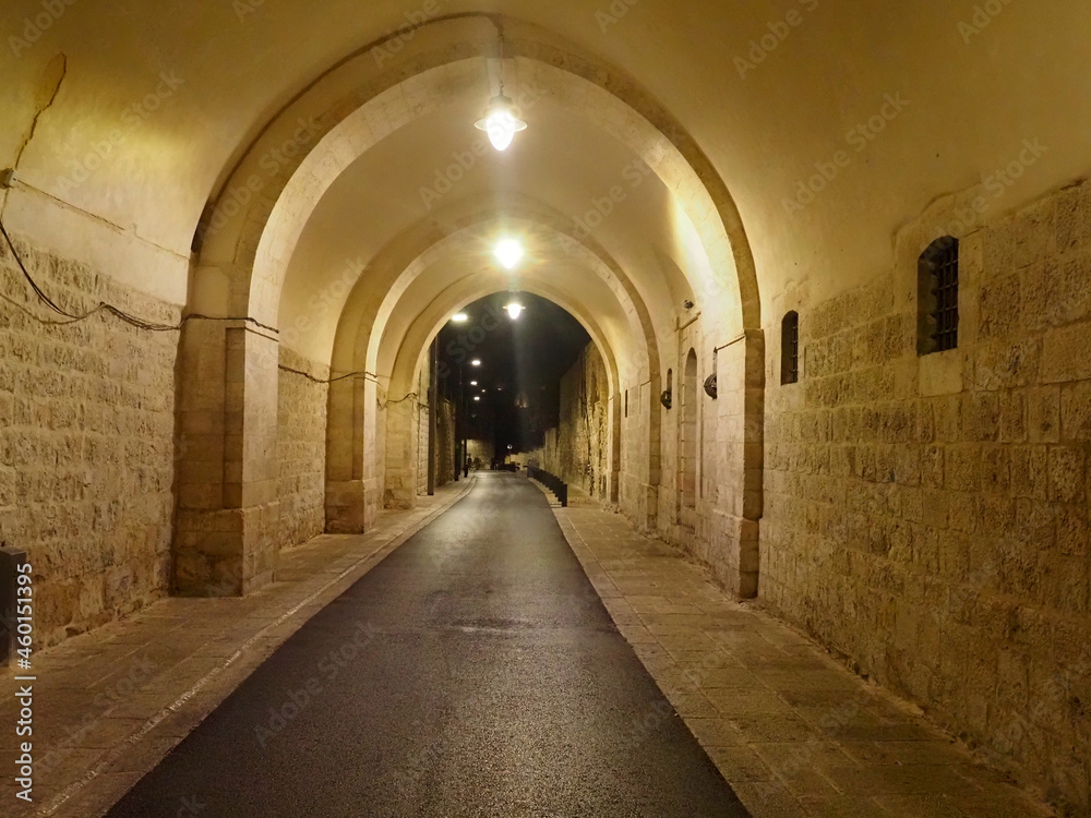 Jerusalem street at night