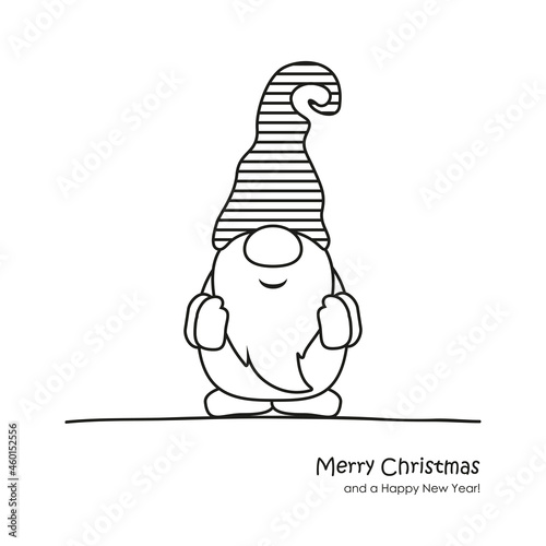 cute christmas dwarf cartoon for coloring book