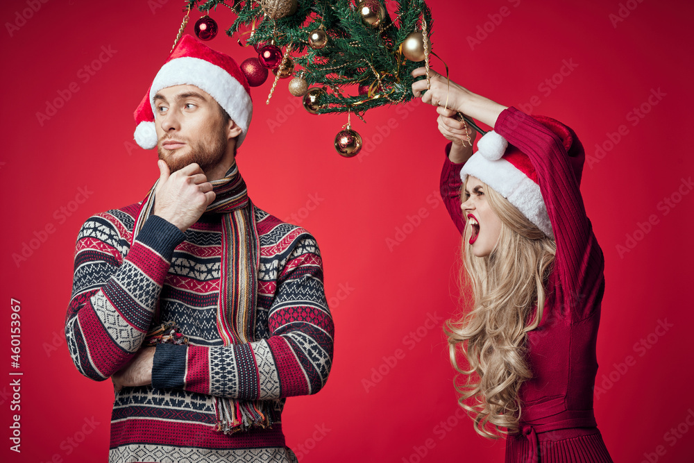 man and woman emotions displeasure christmas family man and woman emotions displeasure christmas family