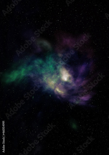 Far being shone nebula and star field. 3D rendering © Anatolii