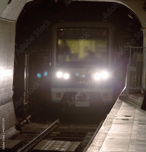 Fototapeta Naklejka Na Ścianę i Meble -  Train Moving at Subway Station