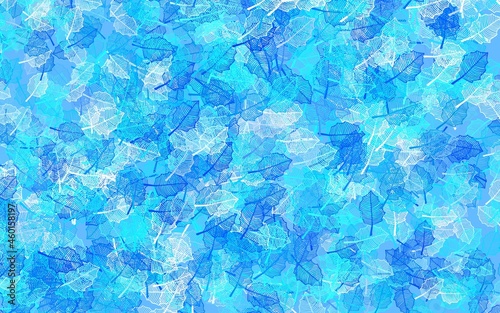 Light BLUE vector abstract pattern with leaves.