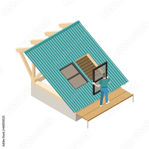 Isometric Roofer Icon