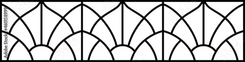 Sketch of a stained glass window. Vector. Abstract stained-glass background. Art Nouveau decor for interior. Geometric traditional pattern. Luxury modern interior. Template for design.	